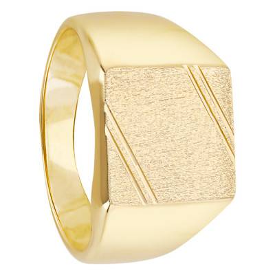 Yellow Gold-Plated Men's Signet Ring, 12 x 13 mm - Imperium