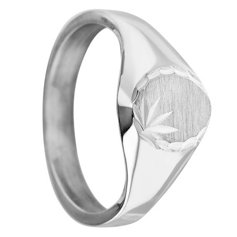 925 Silver Flower Motif Signet Ring, 8 x 10 mm - Imperium