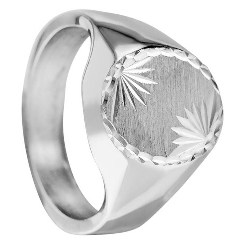 925 Silver 2 Flower Signet Ring, 11 x 15 mm - Imperium