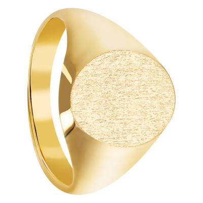 Yellow Gold-Plated Oval Signet Ring, 10 x 13 mm - Imperium