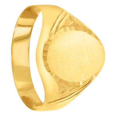 375/1000 Yellow Gold Oval Signet Ring, 10 x 12 mm - Imperium