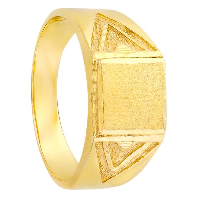 18K Yellow Gold Triangle Motif Signet Ring - Imperium