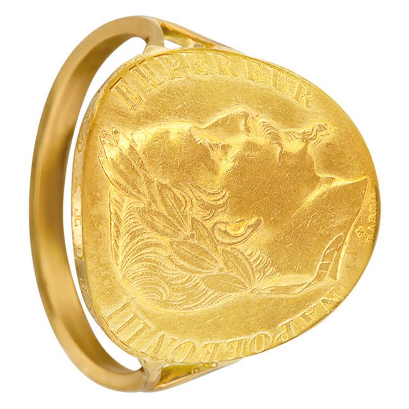 375/1000 Yellow Gold Napoléon III 20F Replica Coin Ring - Imperium