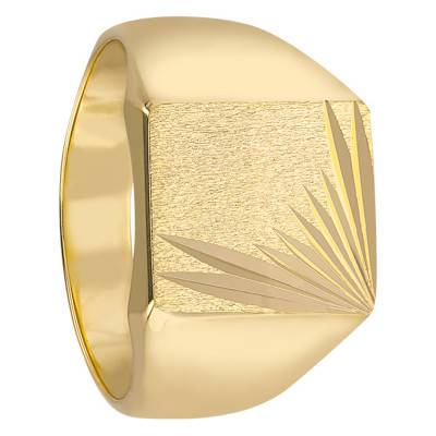 Yellow Gold-Plated Star-Engraved Signet Ring - Imperium