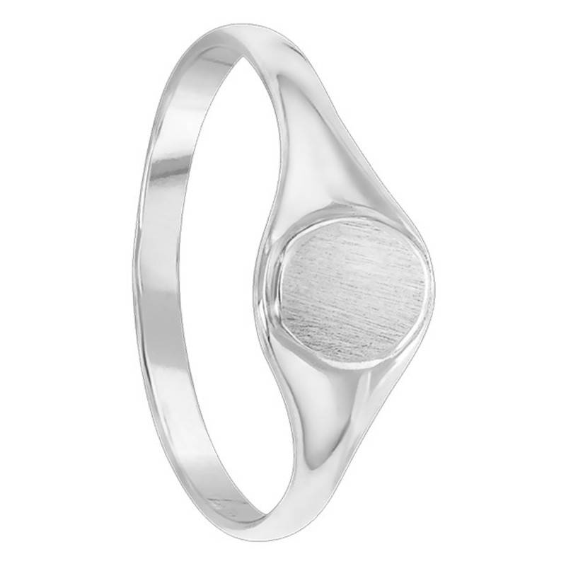 375 White Gold Round Signet Ring, 4 x 4 mm - Imperium