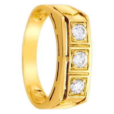 375 Yellow Gold & Cubic Zirconia Rectangular Signet Ring, 6 x 14.50 mm - Imperium