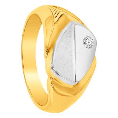 750 Yellow Gold & Cubic Zirconia Signet Ring, 9.50 x 12.50 mm - Imperium