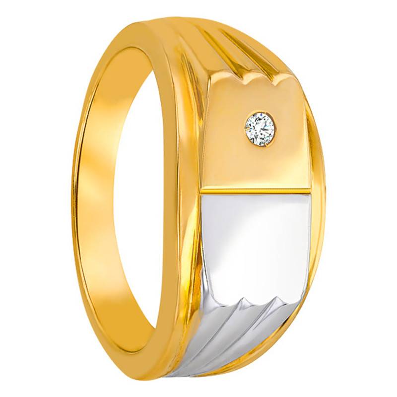 375/1000 Yellow Gold & Cubic Zirconia Two-Tone Signet Ring, 8 x 14.50 mm - Imperium