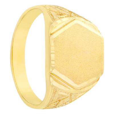 750/1000 Yellow Gold Hexagonal Signet Ring with Wheat Ear Motif - Imperium