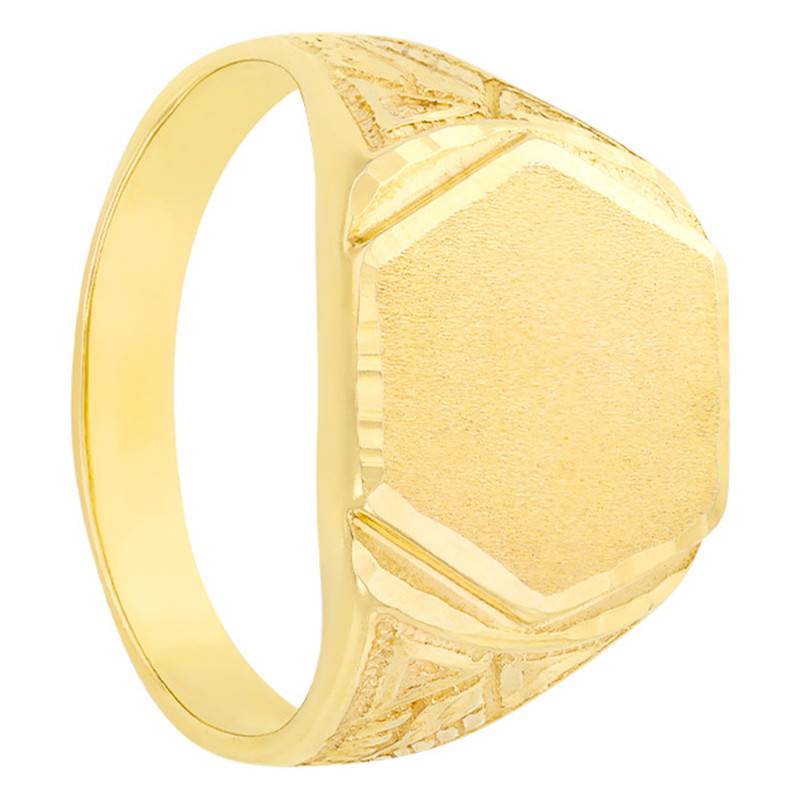 750/1000 Yellow Gold Hexagonal Signet Ring with Wheat Ear Motif - Imperium