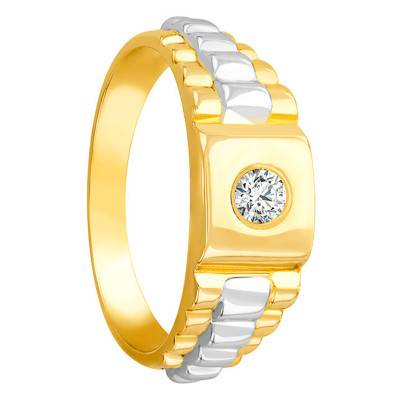 375/1000 Yellow Gold & Cubic Zirconia Square Signet Ring, 8 x 8 mm - Imperium