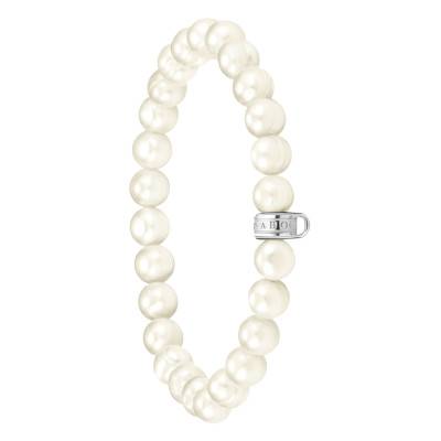 925 Silver & Freshwater Pearl Love Charms Bracelet, Lengths 15 cm to 19 cm - X0293-082-14 - Thomas Sabo