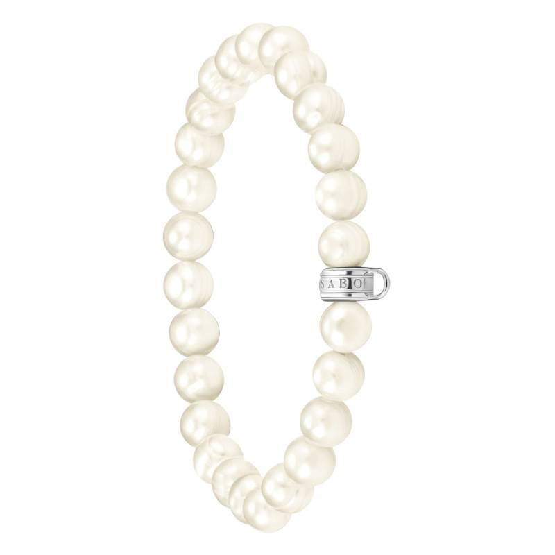 925 Silver & Freshwater Pearl Love Charms Bracelet, Lengths 15 cm to 19 cm - X0293-082-14 - Thomas Sabo