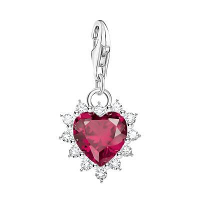 925 Sterling Silver, Lab-Grown Ruby & White Zirconia Love Charms Heart Pendant - 2204-013-10 - Thomas Sabo