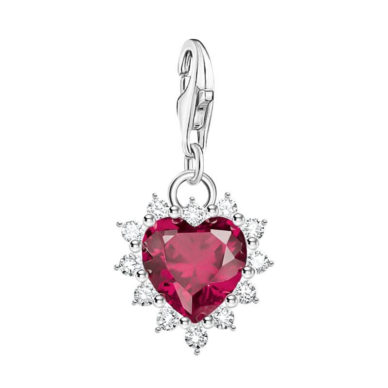 925 Sterling Silver, Lab-Grown Ruby & White Zirconia Love Charms Heart Pendant - 2204-013-10 - Thomas Sabo