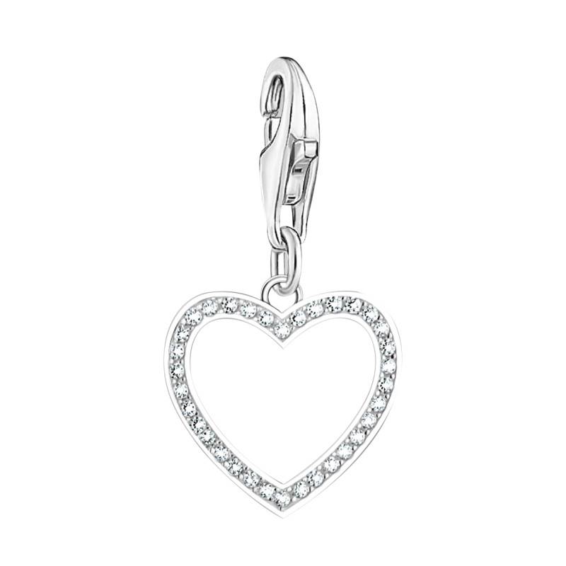 925 Sterling Silver & White Zirconia Love Charms Heart Pendant - 2203-051-14 - Thomas Sabo
