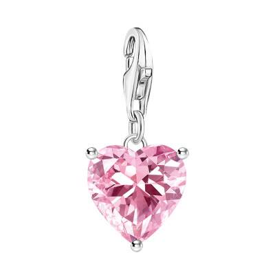 925 Sterling Silver & Pink Zirconia Love Charms Heart Pendant - 2205-051-9 - Thomas Sabo