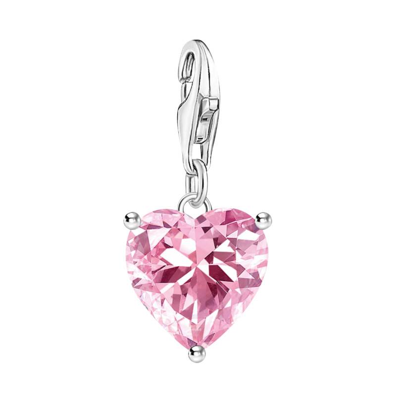 925 Sterling Silver & Pink Zirconia Love Charms Heart Pendant - 2205-051-9 - Thomas Sabo