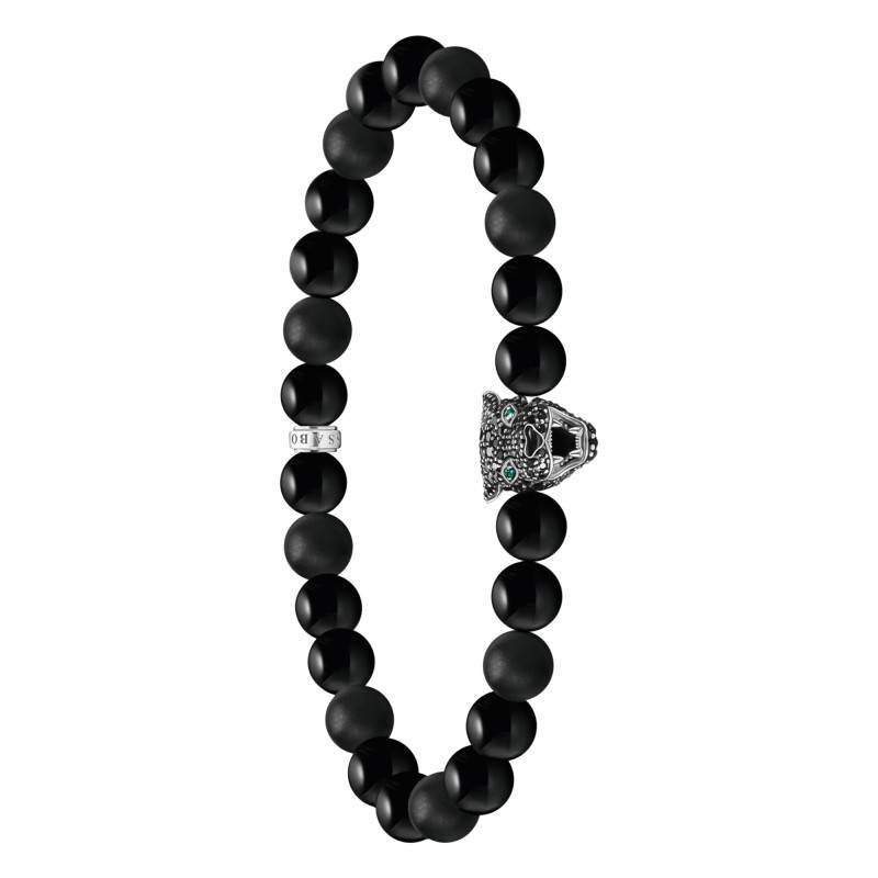 925 Silver, Obsidian & Zirconium Oxide Black Cat Rebel Bracelet, 17 cm to 21 cm - A2192-705-11 - Thomas Sabo