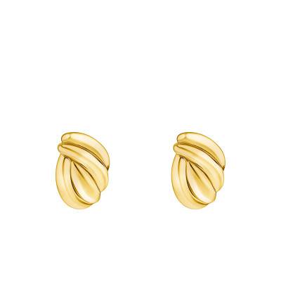 Yellow Gold-Plated Bold Elegance Twisted Stud Earrings - H2327-413-39 - Thomas Sabo