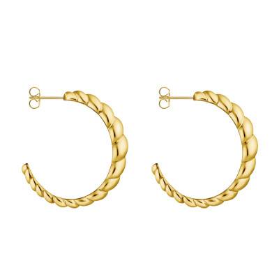 Yellow 750/1000 Gold-Plated Bold Elegance Twisted Hoop Earrings, 34 mm Diameter - CR758-413-39 - Thomas Sabo