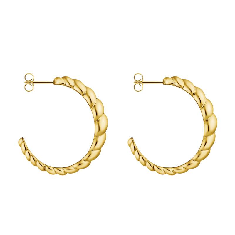 Yellow 750/1000 Gold-Plated Bold Elegance Twisted Hoop Earrings, 34 mm Diameter - CR758-413-39 - Thomas Sabo