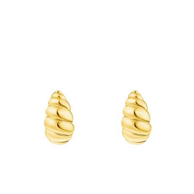 Yellow 750/1000 Gold-Plated Bold Elegance Twisted Stud Earrings - H2326-413-39 - Thomas Sabo