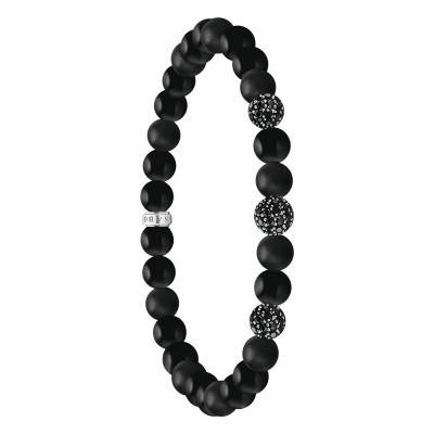 925 Sterling Silver Black Obsidian & Black Zirconia Rebel Bracelet, 17 cm to 21 cm - A2195-705-11 - Thomas Sabo