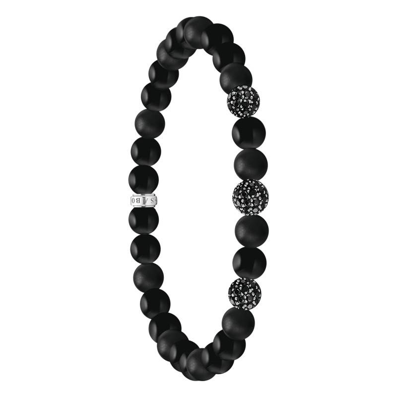 925 Sterling Silver Black Obsidian & Black Zirconia Rebel Bracelet, 17 cm to 21 cm - A2195-705-11 - Thomas Sabo