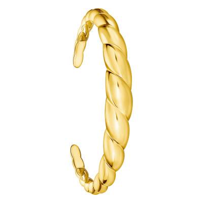 Bold Elegance Twisted Open Bangle in Yellow Gold Plating, Length 16 and 17 cm - AR119-413-39 - Thomas Sabo