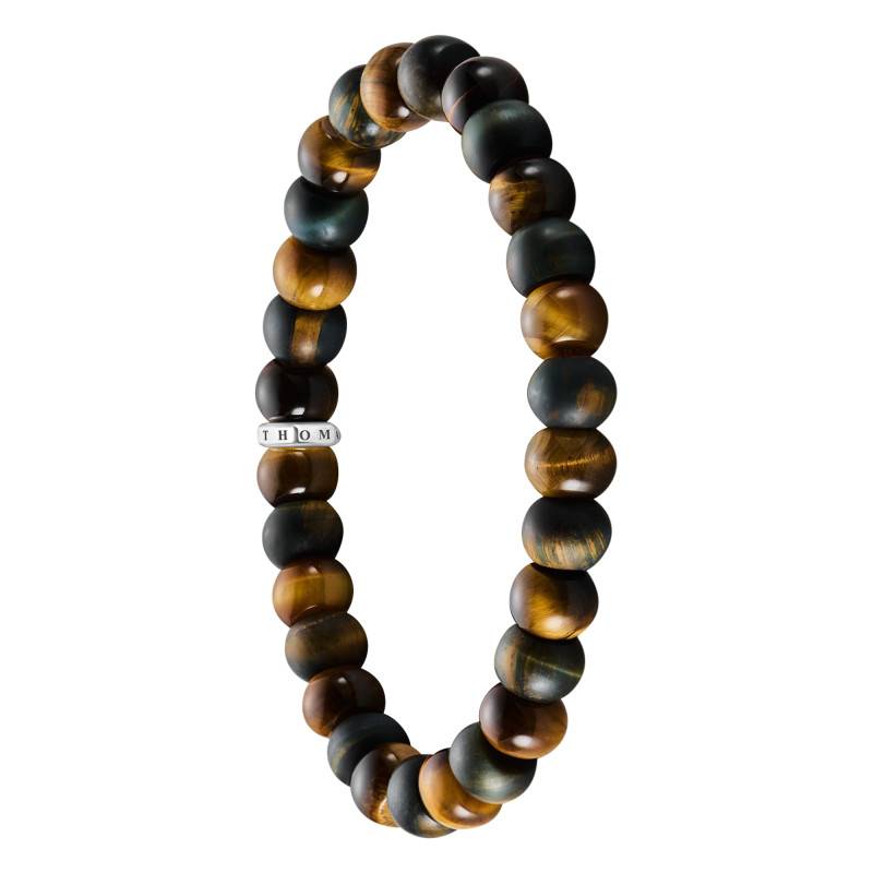 925 Sterling Silver & Tiger's Eye Beads Rebel Bracelet, Lengths 17 cm to 21 cm - A2196-826-2 - Thomas Sabo