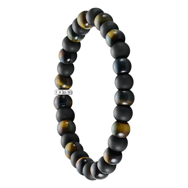 925 Silver, Obsidian & Tiger's Eye Bead Rebel Bracelet, 17 cm to 21 cm - A2196-806-11 - Thomas Sabo