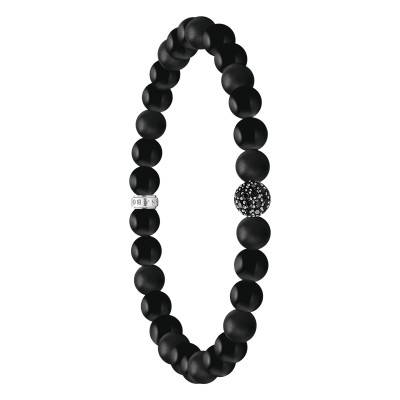 Bracelet Rebel en Argent 925, Obsidiennes & Zircones Noires, Longueurs de 17 à 21 cm - A2194-705-11 - Thomas Sabo
