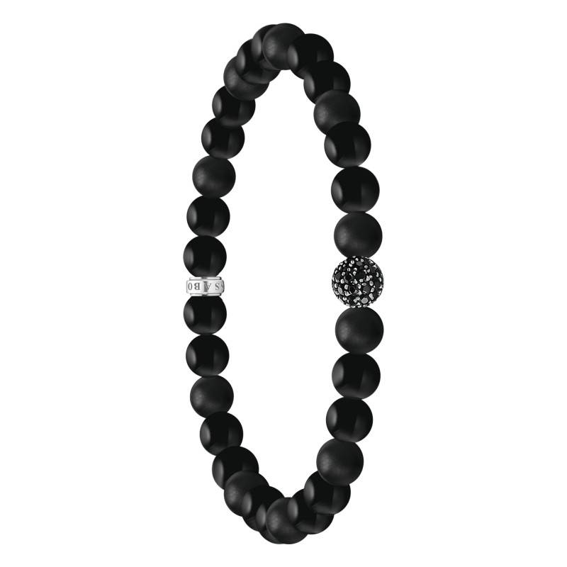 925 Silver, Black Obsidian & Black Zirconium Oxide Rebel Bracelet, 17 cm to 21 cm - A2194-705-11 - Thomas Sabo