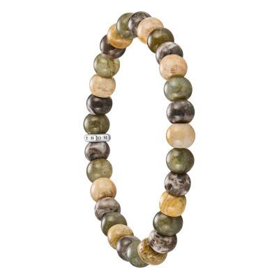 925 Silver, Crocodile Jasper & Labradorite Bead Rebel Bracelet, 17 cm to 21 cm - A2196-353-7 - Thomas Sabo