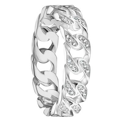 Bague Rebel Gourmette en Argent 925 & Zircones Blanches - TR2500-051-14 - Thomas Sabo