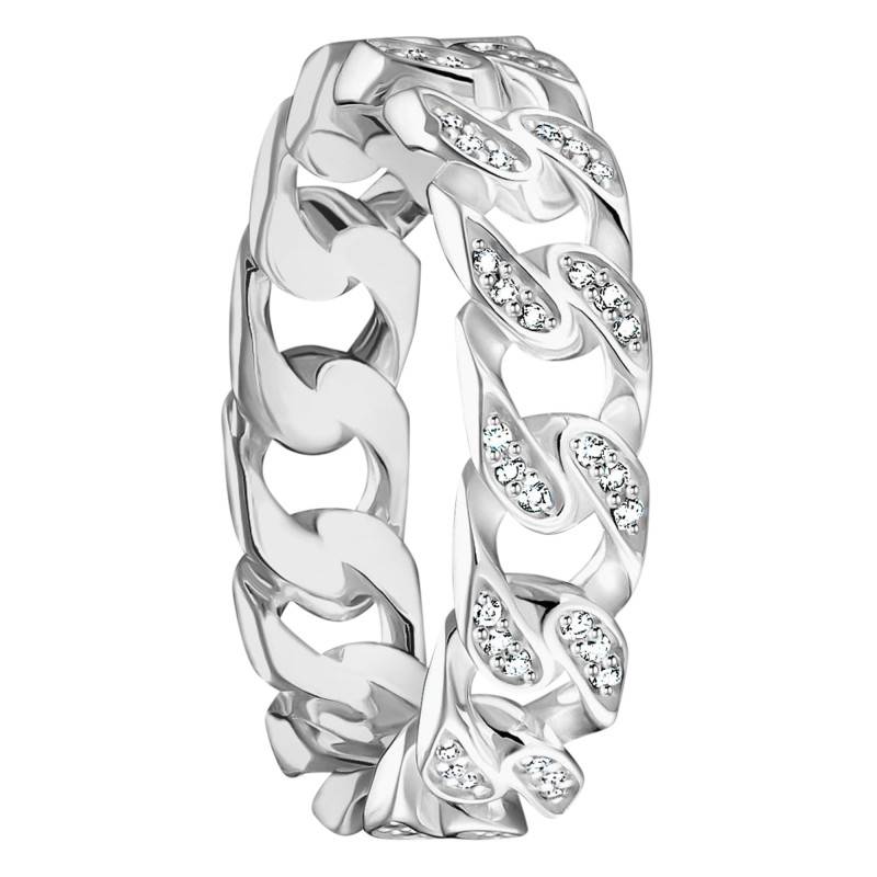 925 Sterling Silver White Zirconia Rebel Curb Chain Ring - TR2500-051-14 - Thomas Sabo