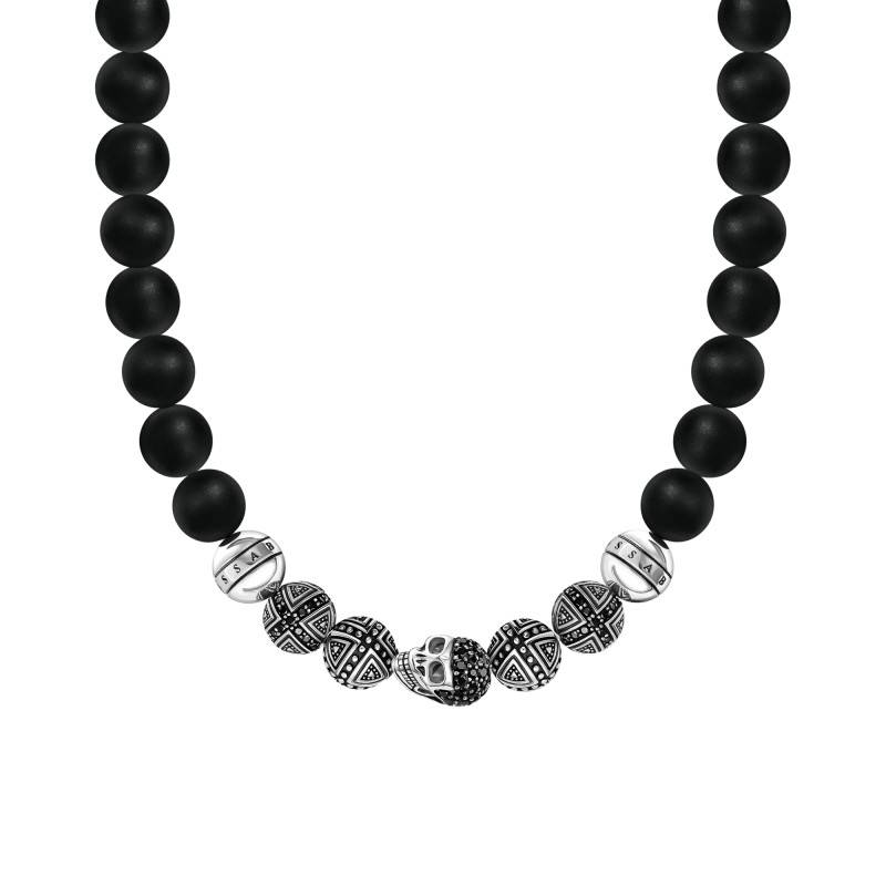 925 Silver, Black Zirconia & Obsidian Rebel Skull Necklace 70 cm - KE1100-159-11 - Thomas Sabo