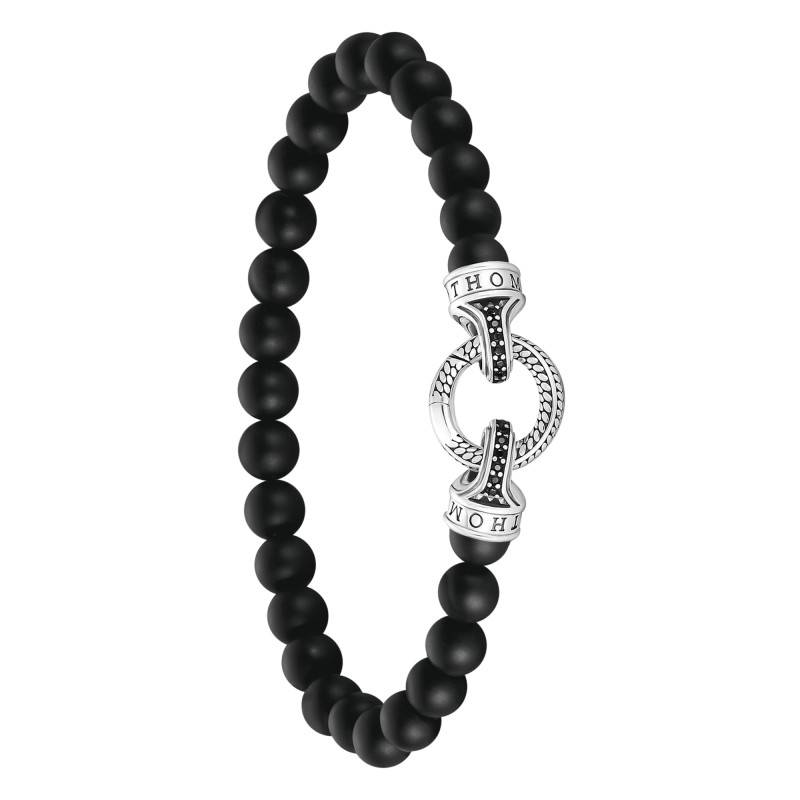 925 Silver, Black Obsidian & Black Zirconium Oxide Rebel Ring Bracelet, 19 cm and 21 cm - A2191-705-11 - Thomas Sabo