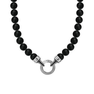 Collier Rebel Anneau en Argent 925, Obsidiennes & Zircones Noires, Longueurs 60 cm - KE2323-705-11 - Thomas Sabo