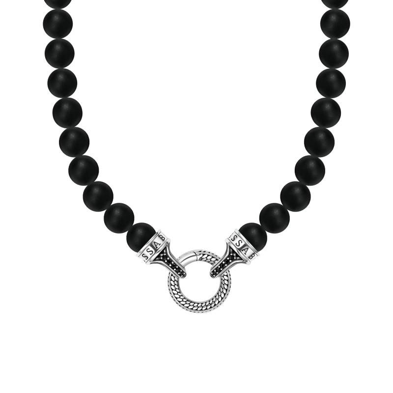 925 Sterling Silver Black Zirconia & Obsidian Rebel Ring Necklace, 60 cm - KE2323-705-11 - Thomas Sabo