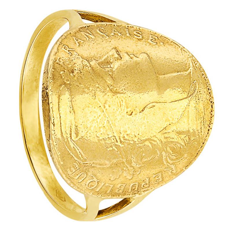 375/1000 Yellow Gold Marianne Coq 20F Replica Coin Ring - Imperium
