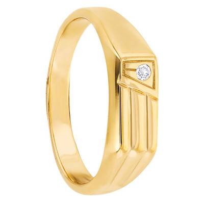 750/1000 Yellow Gold & Diamond 0,02 ct Signet Ring - Imperium