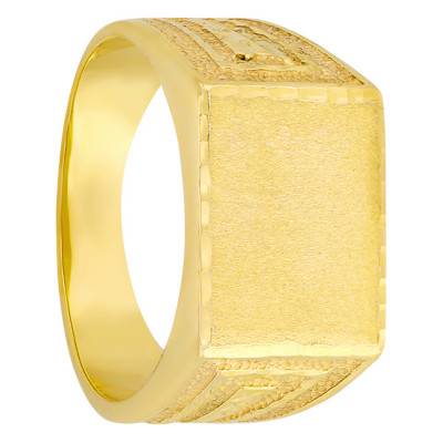 Yellow Gold Rectangular Chiseled Signet Ring - Imperium