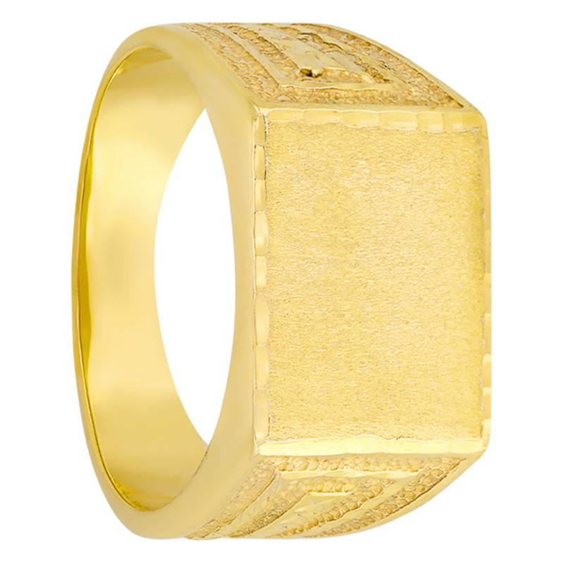 Yellow Gold Rectangular Chiseled Signet Ring - Imperium