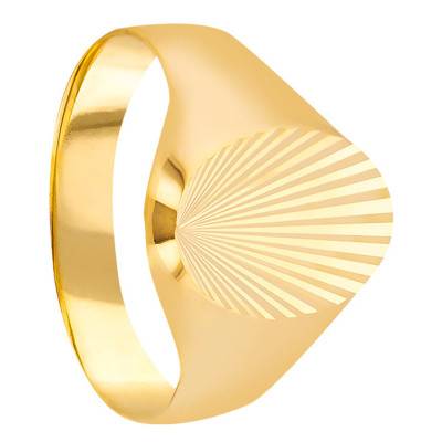 Chevalière 9 x 12 mm, Or Jaune 375, Motif Soleillé - Imperium