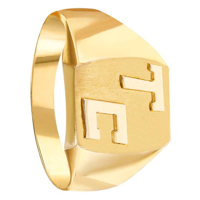 375/1000 Yellow Gold Initials Signet Ring, 11 x 12 mm - Imperium