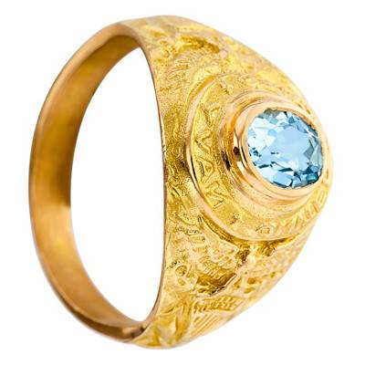 Yellow 750/1000 Gold & Topaz US Navy Signet Ring - Imperium