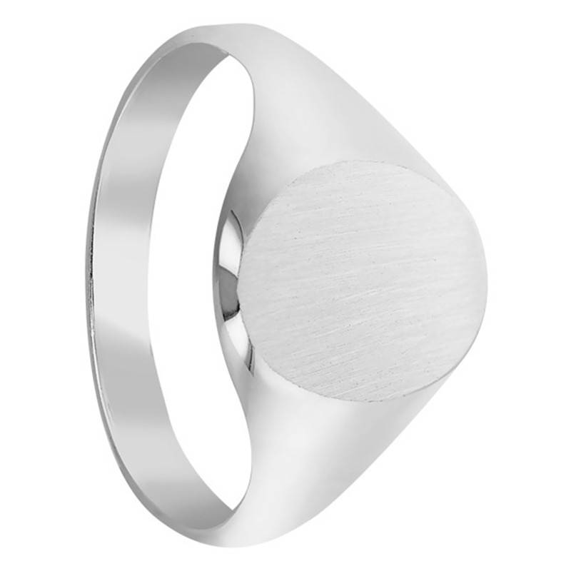 Brushed 925 Silver Oval Signet Ring, 9 x 10 mm - Imperium