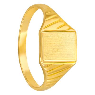 750/1000 Yellow Gold Chiseled Rectangular Signet Ring, 6.50 x 8 mm - Imperium